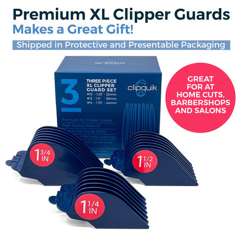 3 Piece Clipquik XL Premium Clipper Guard Set (1.75 Inch, 1.5 Inch, 1.25 Inch - #14, #12, #10)